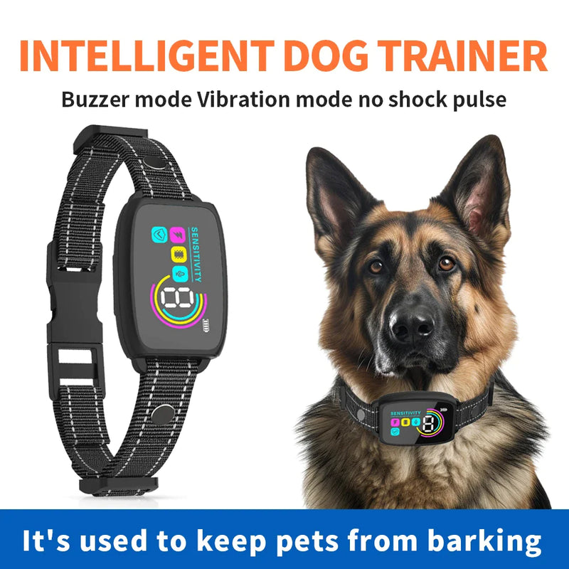 Rechargeable Smart Anti-Bark Collar with HD Display - Waterproof & Effective Bark Control for Dogs!